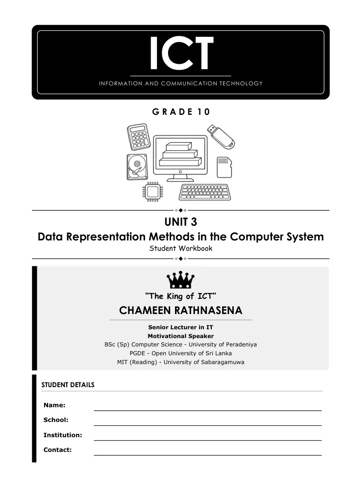 Cover of the Grade 10 Unit 3 student workbook