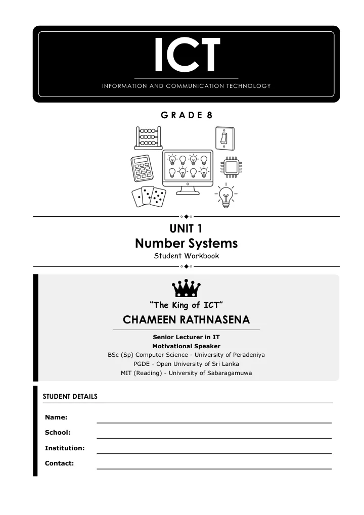 Cover of the Grade 8 Unit 1 student workbook